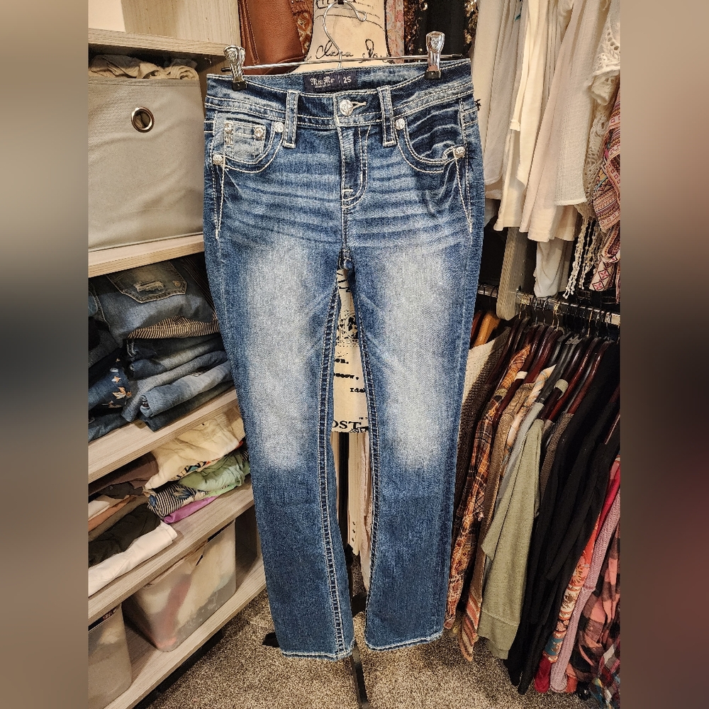 Miss Me Blue Skinny Jeans Vintage Distressed